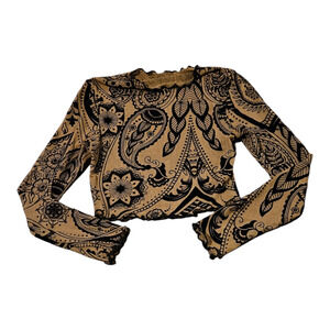 Small Sheer Cropped Long Sleeve Pullover Shirt